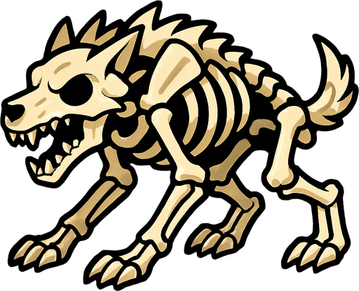 kemik görünümünde bir kurt.
In-Game asset.  2d.  High contrast.  No shadows