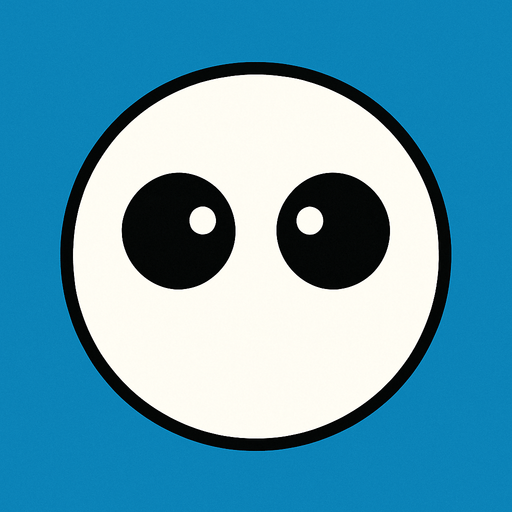 White circle with two eyes, seen from above..
In-Game asset.  2d.  High contrast.  No shadows