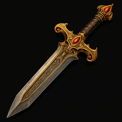 ihtişamlı gerçekçi bir kılıç.
In-Game asset.  2d.  High contrast.  No shadows