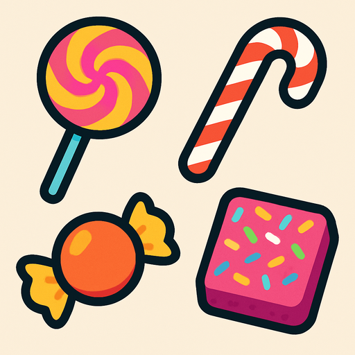 dulces.
In-Game asset.  2d.  High contrast.  No shadows