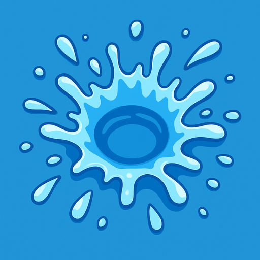 cold water splash 2d illustration. top-view perspective.
In-Game asset.  2d.  High contrast.  No shadows