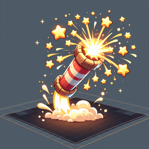 a magic crackers boom effect.
Single Game Texture.  In-Game asset.  2d.  Blank background.  High contrast.  No shadows