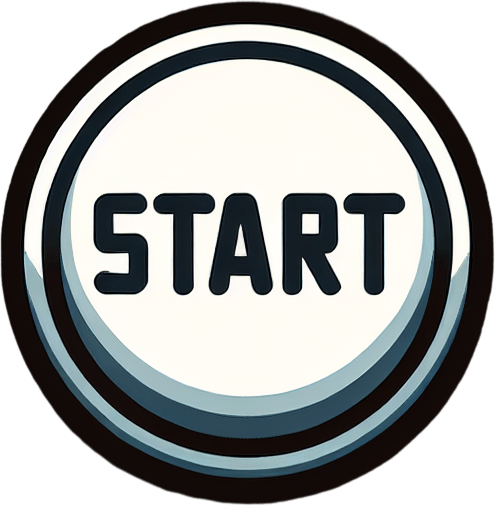 Start button.
Single Game Texture. In-Game asset. 2d. Blank background. High contrast. No shadows.