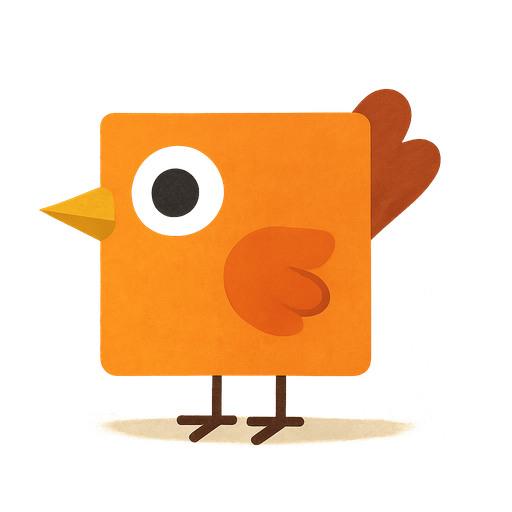 Square shaped orange bird facing right