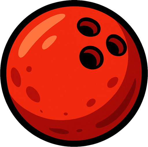 Red bowling ball.
In-Game asset.  2d.  High contrast.  No shadows