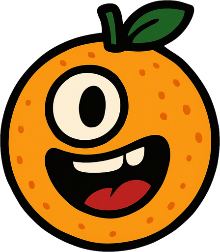 Orange with eye and mouth animation.
In-Game asset.  2d.  High contrast.  No shadows