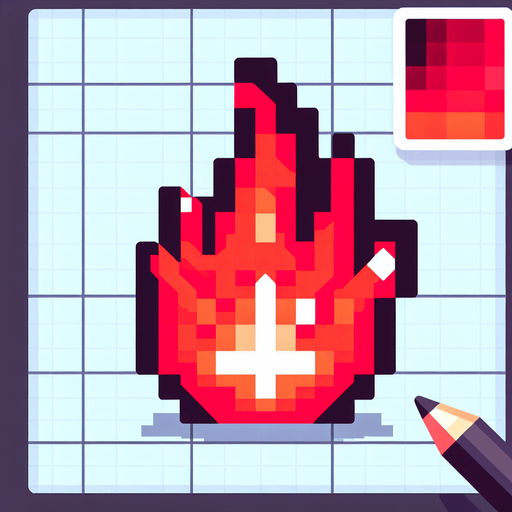 red flame. flat pixelated. 8 bit..
Single Game Texture. In-Game asset. 2d. Blank background. High contrast. No shadows.
