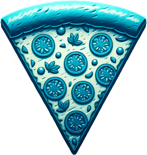 a slice of pizza on a transparent background, predominantly azur. Slice of pizza.
Single Game Texture. In-Game asset. 2d. Blank background. High contrast. No shadows.