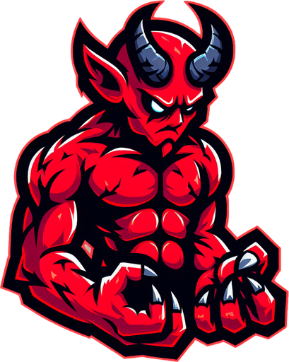 cartoon demon looking down with hands gripping..
Single Game Texture. In-Game asset. 2d. Blank background. High contrast. No shadows.
