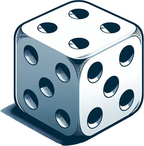 six sided dice.
Single Game Texture. In-Game asset. 2d. Blank background. High contrast. No shadows.