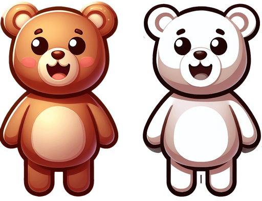 a cute smiling teddy bear standing Single Game Texture. 2d. Transparent background. High contrast. No shadows. No border.