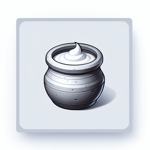 a pot of yogurt.
Single Game Texture. In-Game asset. 2d. Blank background. High contrast. No shadows.