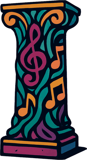 El pilar de una Sala de Conciertos Viviente.
In-Game asset.  2d.  High contrast.  No shadows