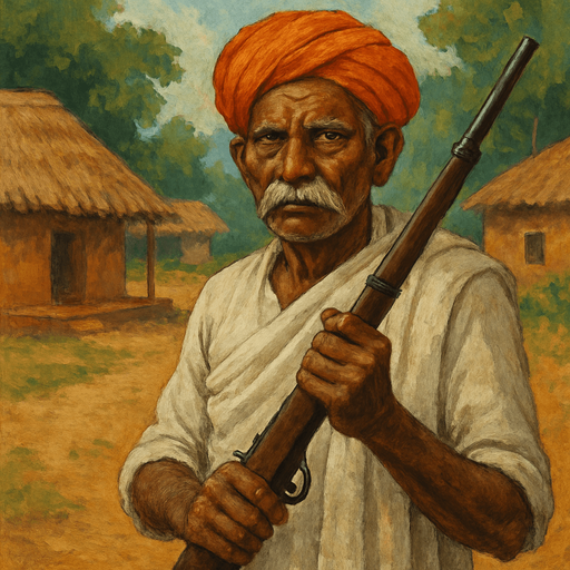 indian village uncle with weapon
