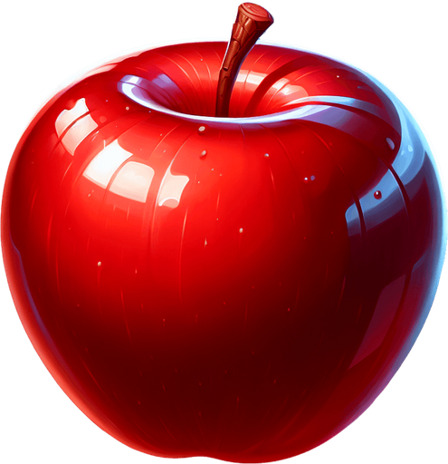 red apple.
Single Game Texture. In-Game asset. 2d. Blank background. High contrast. No shadows.