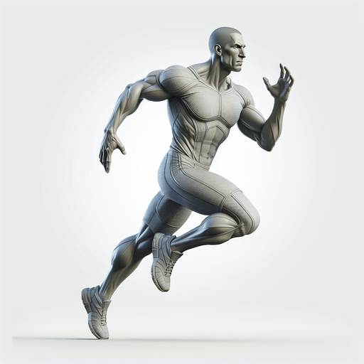 A running man running for his life.
Single Game Texture.  In-Game asset.  2d.  Blank background.  High contrast.  No shadows