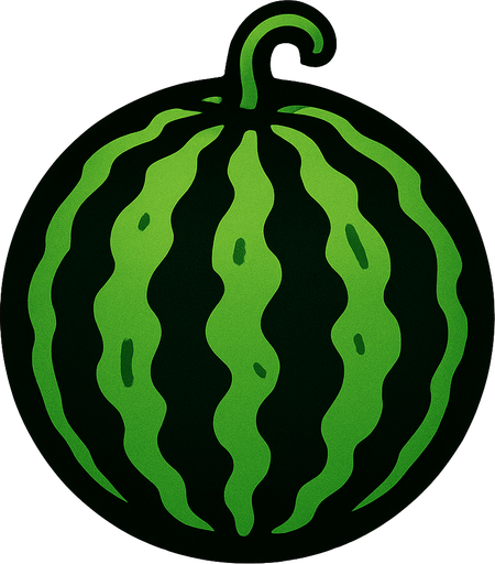 Una sandía individual.
In-Game asset.  2d.  High contrast.  No shadows