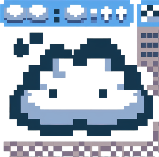 8-bit. Cartoon. cloud. no shadow. no shade. soft borders. Single Game Texture. In-Game asset. 2d. Blank background. High contrast. No shadows.