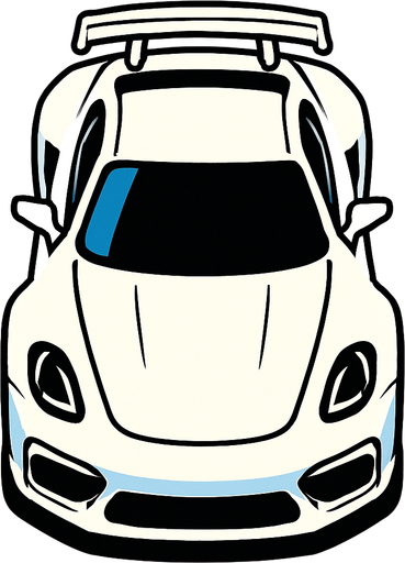 white sports car arcade top view.
In-Game asset.  2d.  High contrast.  No shadows