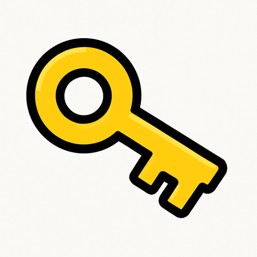 yellow key.
In-Game asset.  2d.  High contrast.  No shadows