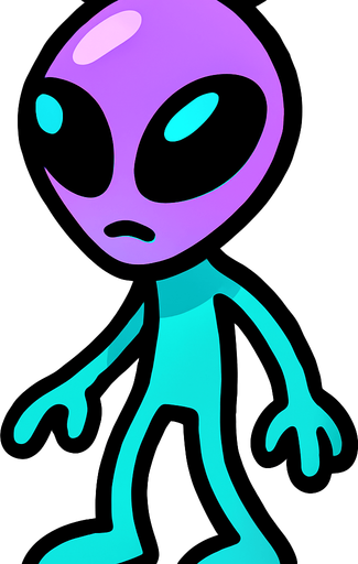 Alien transparent background.
In-Game asset.  2d.  High contrast.  No shadows