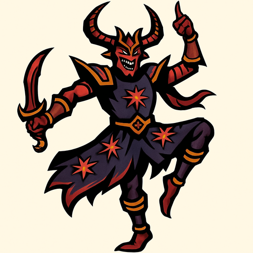 Un bailarin del caos.
In-Game asset.  2d.  High contrast.  No shadows
