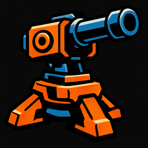 Crea una torreta.
In-Game asset.  2d.  High contrast.  No shadows