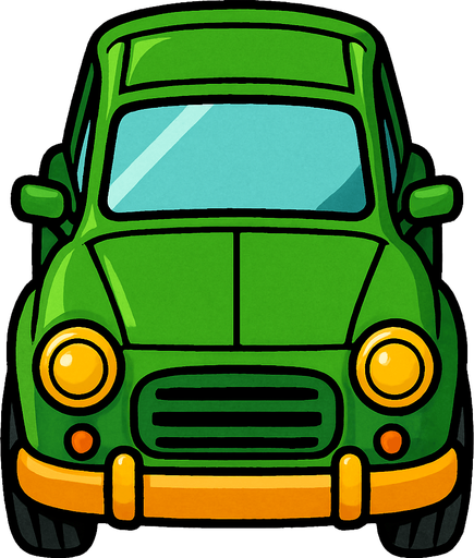 yukarı bakan yeşil araba.
In-Game asset.  2d.  High contrast.  No shadows