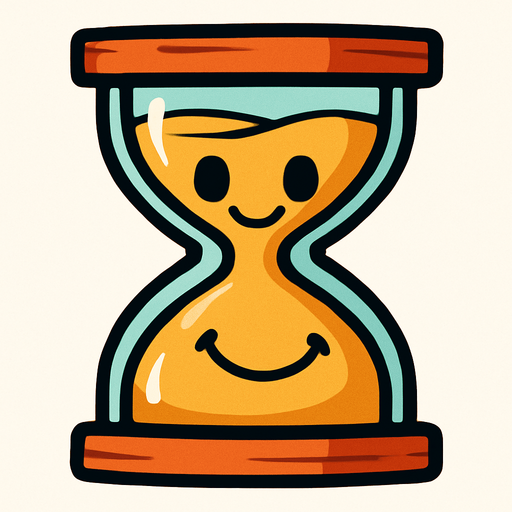 Sand clock smile face.
In-Game asset.  2d.  High contrast.  No shadows. Cartoon. Cartoon