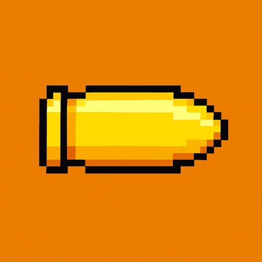 a bullet but yellow and pixel.
In-Game asset.  2d.  High contrast.  No shadows