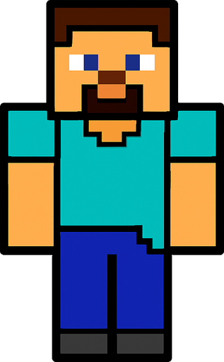miceraft steve.
In-Game asset.  2d.  High contrast.  No shadows