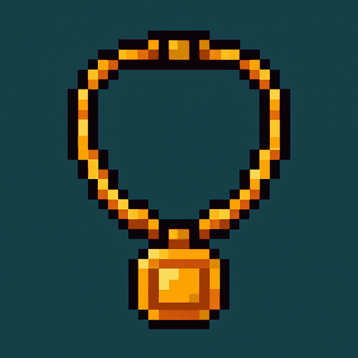 pixel necklace.
In-Game asset.  2d.  High contrast.  No shadows