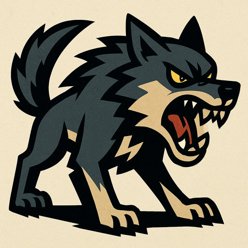 a angry wolve thats in 2d.
In-Game asset.  2d.  High contrast.  No shadows