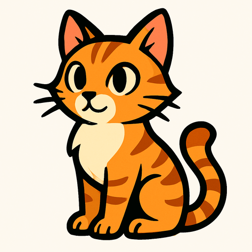 cat no background.
In-Game asset.  2d.  High contrast.  No shadows