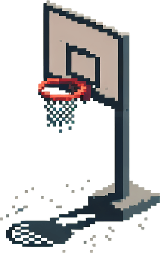 pixel art, an basketball hoop seen from the side..
Blank background. High contrast. No shadows.