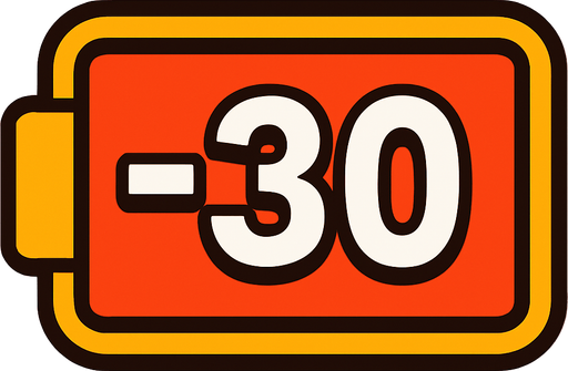 A score Ui that written -30 on it.
In-Game asset.  2d.  High contrast.  No shadows