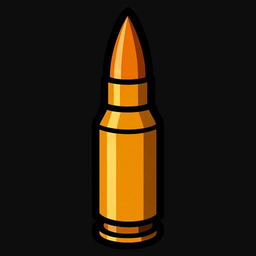 sniper bullet.
In-Game asset.  2d.  High contrast.  No shadows