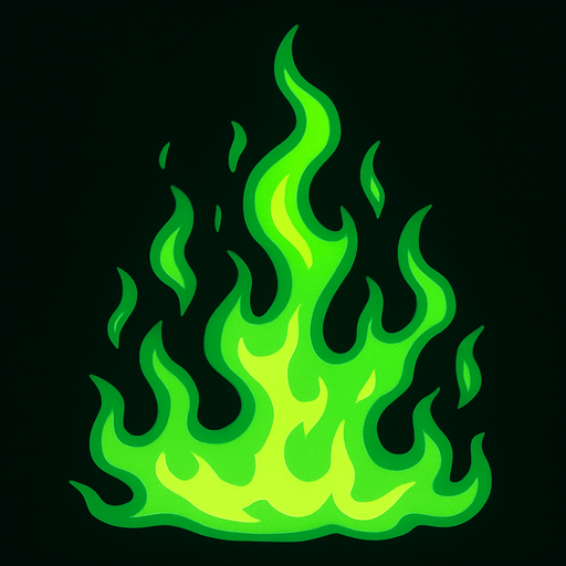green fire.
In-Game asset.  2d.  High contrast.  No shadows