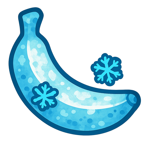 Frozen banana.
Single Game Texture.  In-Game asset.  2d.  Blank background.  High contrast.  No shadows