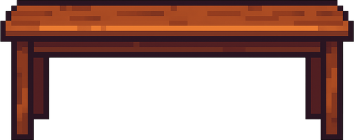 straight and long table.
In-Game asset.  2d.  High contrast.  No shadows. pixel art