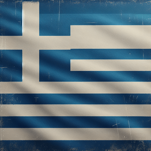 greece flag.
Single Game Texture. In-Game asset. 2d. Blank background. High contrast. No shadows.