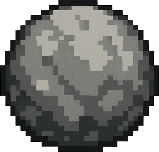 Quiero una roca de color gris, circular, en estilo 32 bits.
In-Game asset.  2d.  High contrast.  No shadows