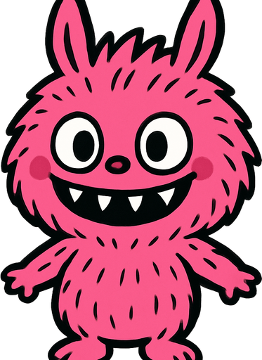 Pink Labubu.
In-Game asset.  2d.  High contrast.  No shadows
