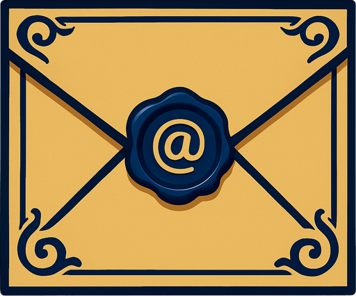 Carta de email elegante.
In-Game asset.  2d.  High contrast.  No shadows