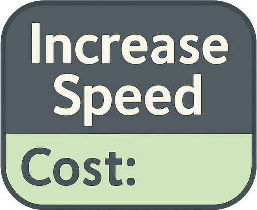 Üst tarafta incarse speed yazacak alt tarafta cost: üst taraf koyu beyaz alt taraf açık pastel yeşil olacak. No background. Transparent background. Blank background. No shadows. 2d. In-Game asset. flat bu bir kutu içi dolu
