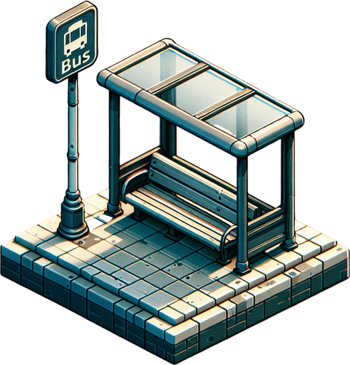 Bus stop.
Single Game Texture.  In-Game asset.  High contrast.  No shadows