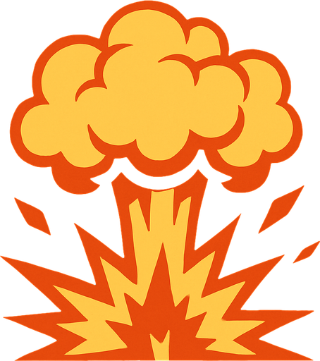 explosion look on top.
In-Game asset.  2d.  High contrast.  No shadows