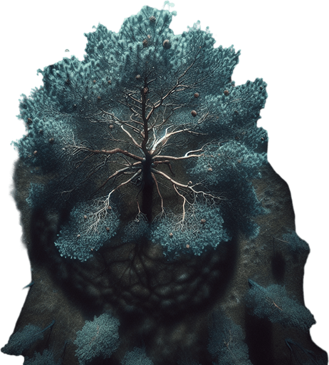 Pinetree at night, top view