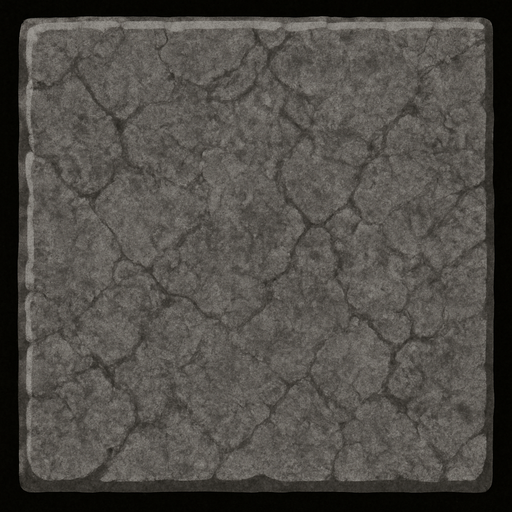 Un cuadrado perfecto, sin ningún contorno, gris y con textura de piedra.
In-Game asset.  2d.  High contrast.  No shadows