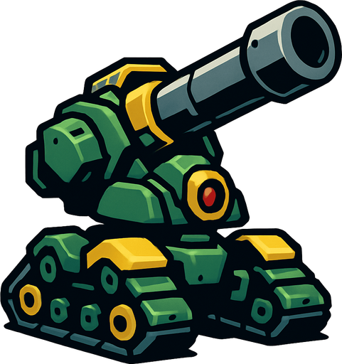 artilleryBot.
In-Game asset.  2d.  High contrast.  No shadows